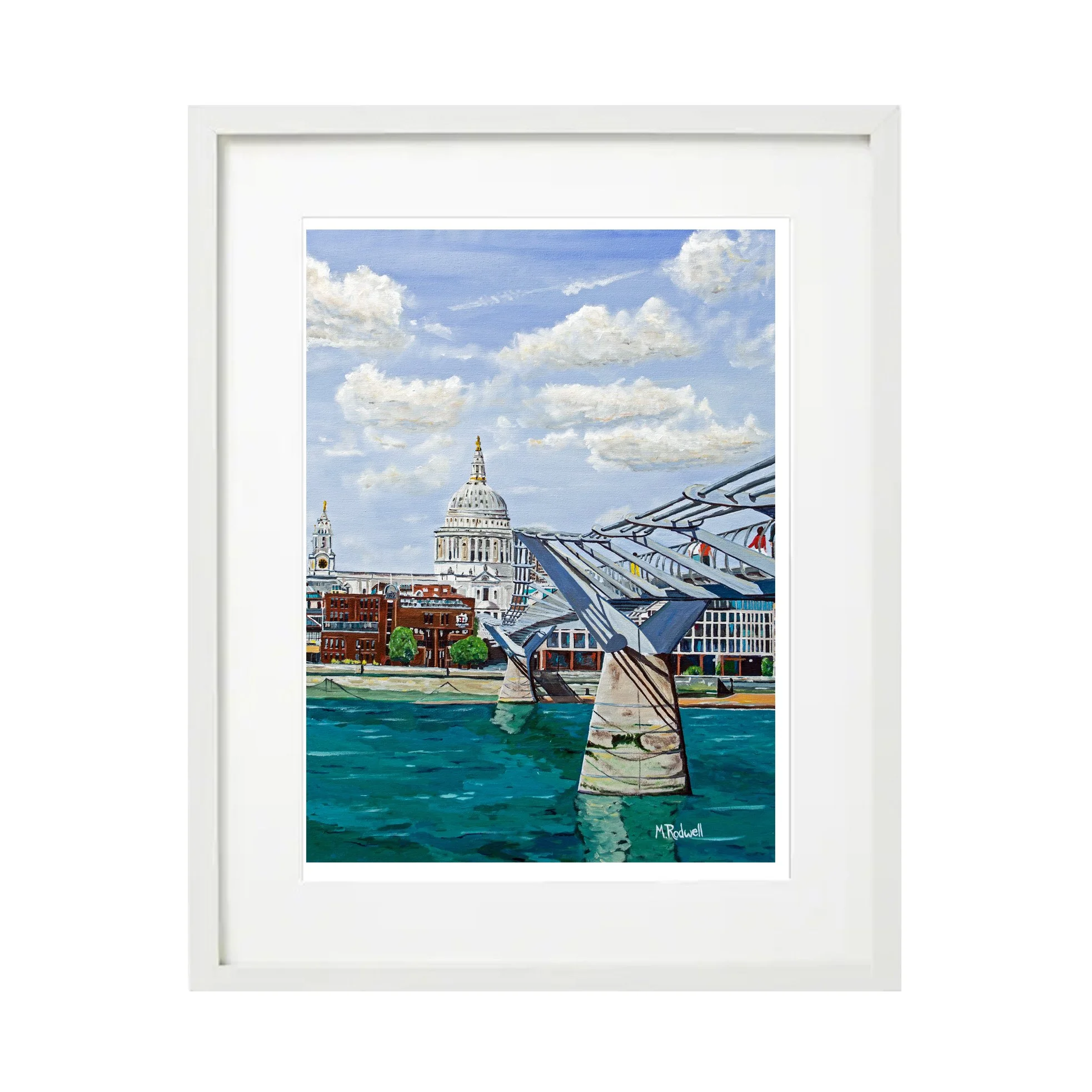 Colourful Modern Painting of St Paul's Cathedral and Millennium